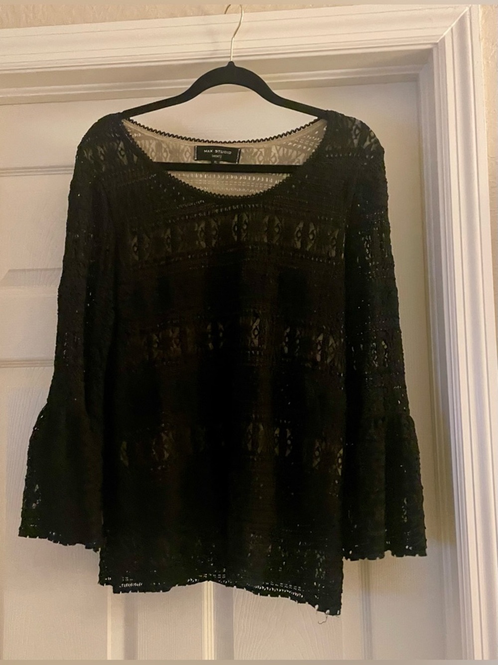 Max Studio Edition Black Top with Bell Sleeves XL (Retail: $89)